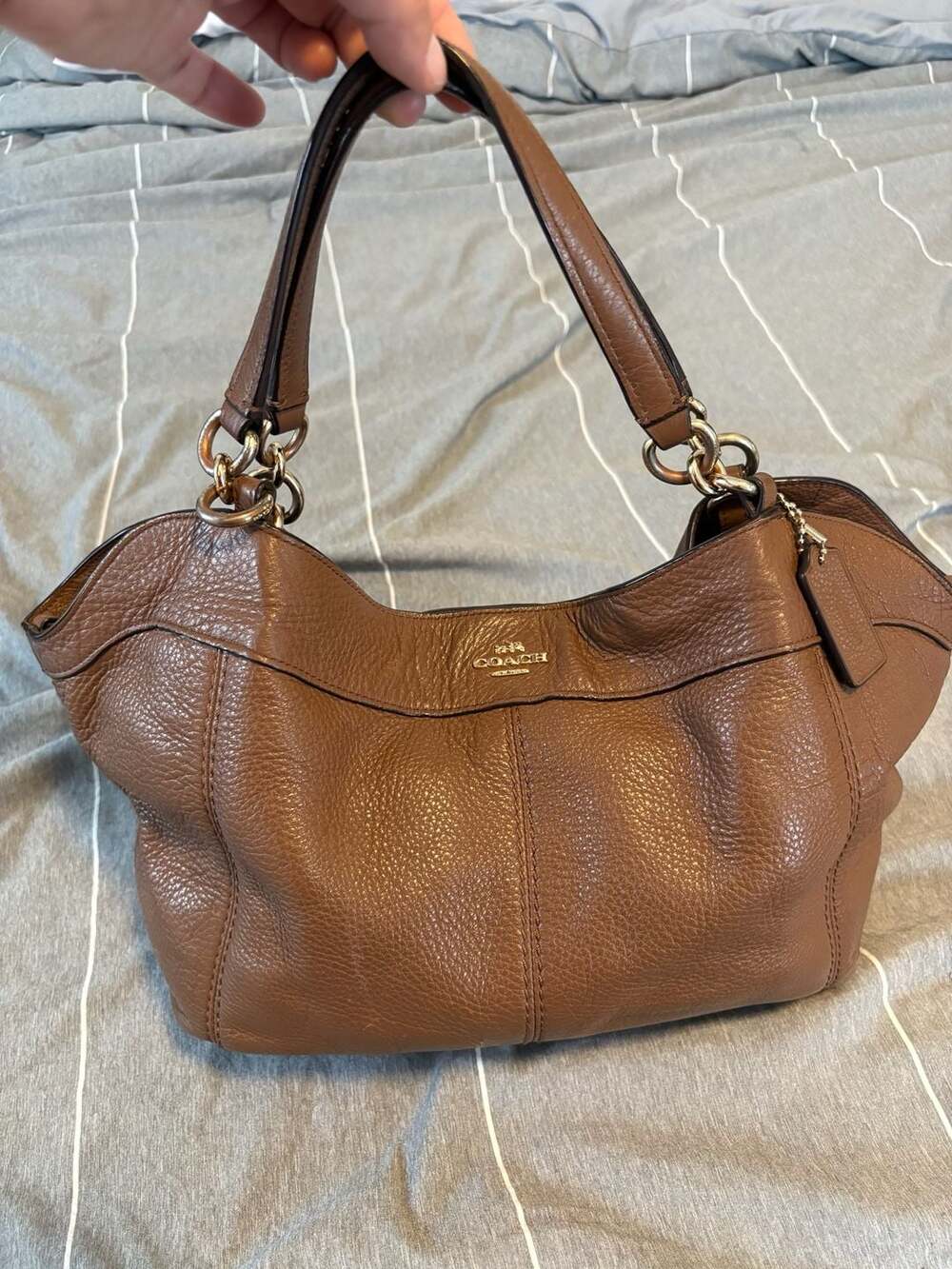 Coach Lexy F23537 Brown Pebble Leather Shoulder Bag
